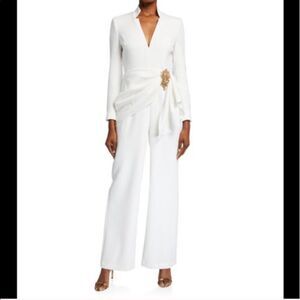 Badgley Mischka White Long Sleeve Jumpsuit - Size 16
